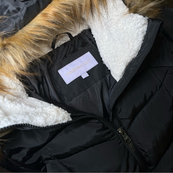 MADDEN GIRL (Juniors) Insulated Quilted Bubble Puffer Ski Coat, Black, L - Picture 5 of 11